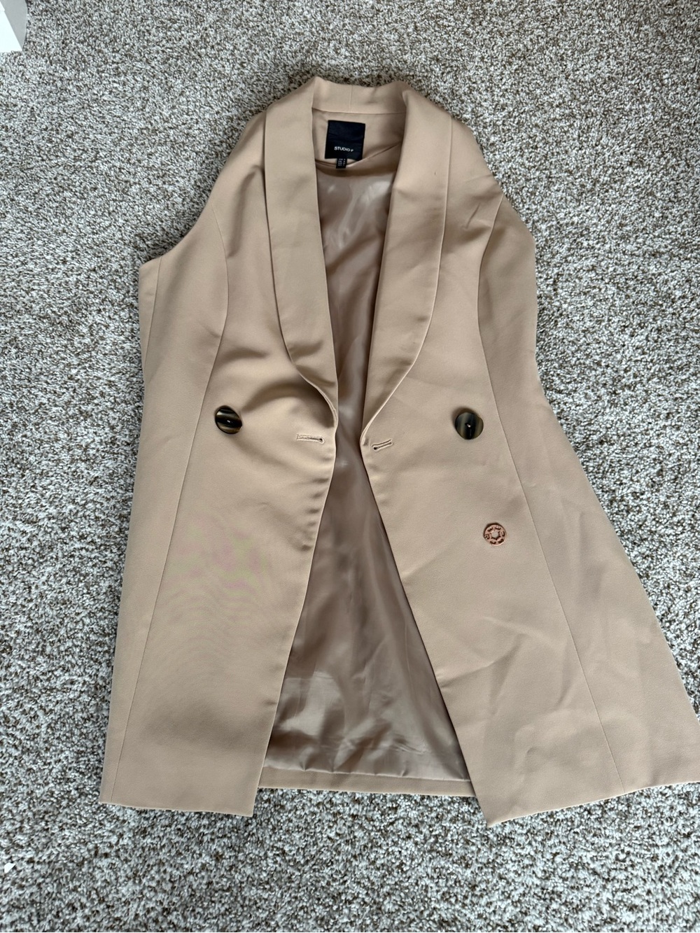 Tailored Sleeveless Tan Blazer Vest by Express